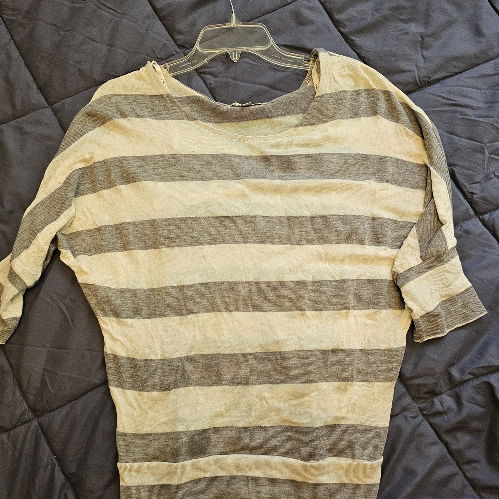 Papaya Cream and Gray Striped Tunic